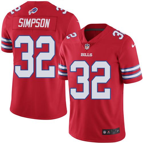Nike Bills #32 O. J. Simpson Red Youth Stitched NFL Limited Rush Jersey